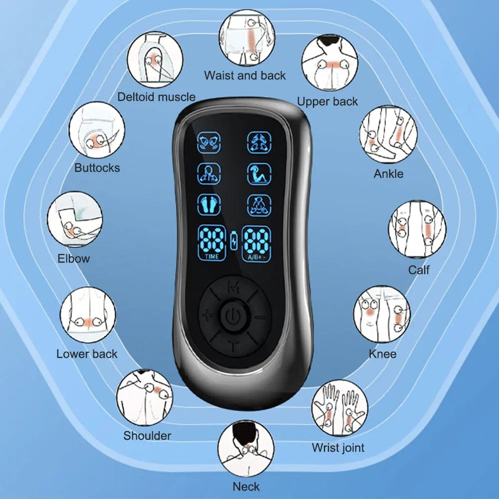 "Rechargeable Electric TENS Unit Pulse Massager - Digital Muscle Stimulator for Therapy and Pain Relief, Portable Body Massage Device"