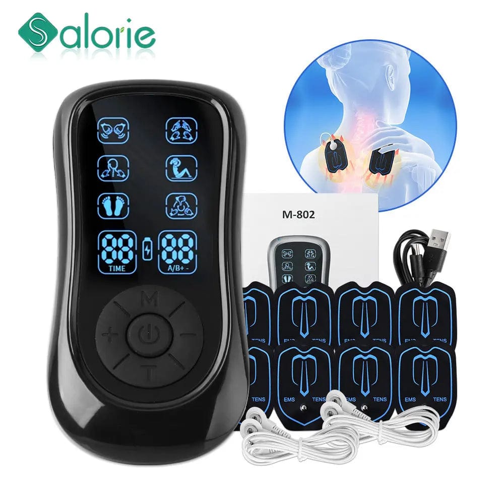 "Rechargeable Electric TENS Unit Pulse Massager - Digital Muscle Stimulator for Therapy and Pain Relief, Portable Body Massage Device"