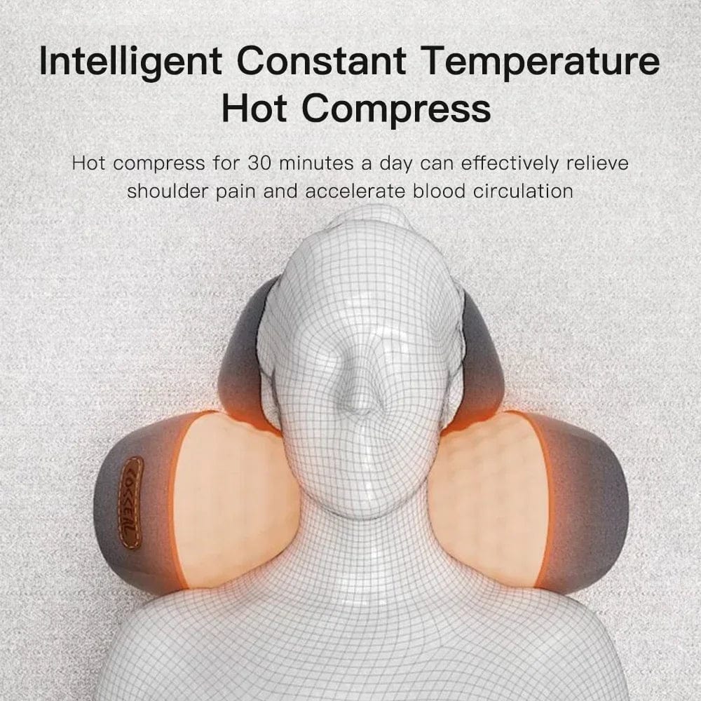 "Hot Compress Electric Neck Massager Pillow with Vibration Massage, Neck Traction, and Spine Support for Relaxing Sleep - Enhanced Comfort"