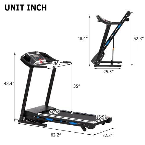 Electric treadmill with motorized inclines Bluetooth APP and MP3