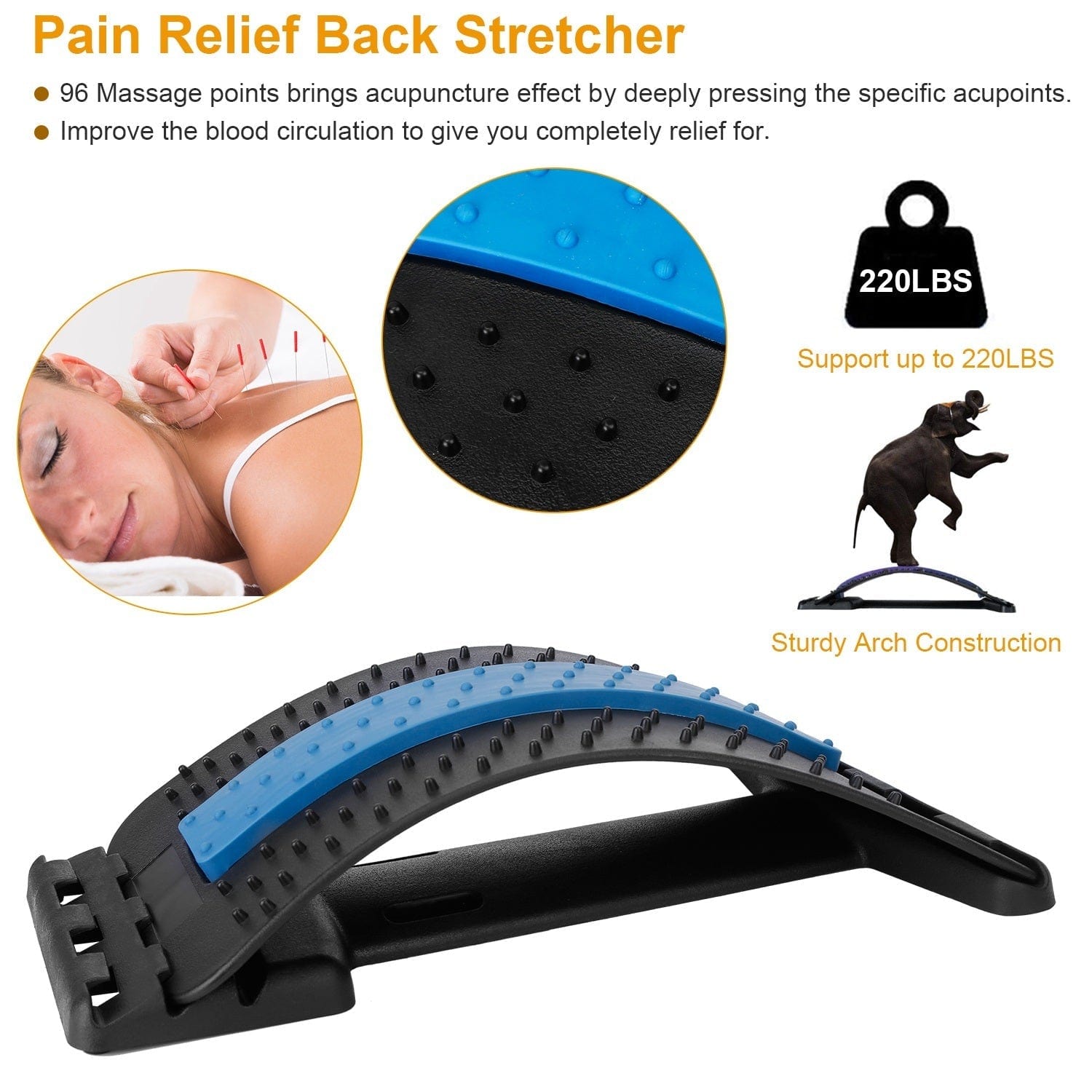 Back Massage Stretching Device Multi-Level Lumbar Spinal Support
