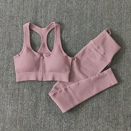 Seamless Yoga Set Workout Shirts Sport Pants Bra Gym Clothing