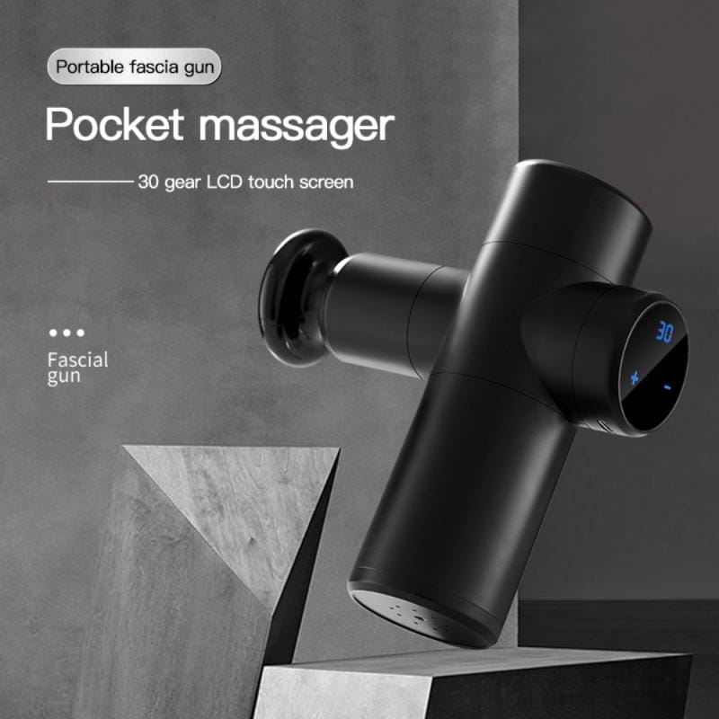 "Mini Fascia Gun 4 Massage Head | LCD Touch Screen Massage Gun 30 Gear Control" - Comfortable Neck and Body Massager online | Shop Now!