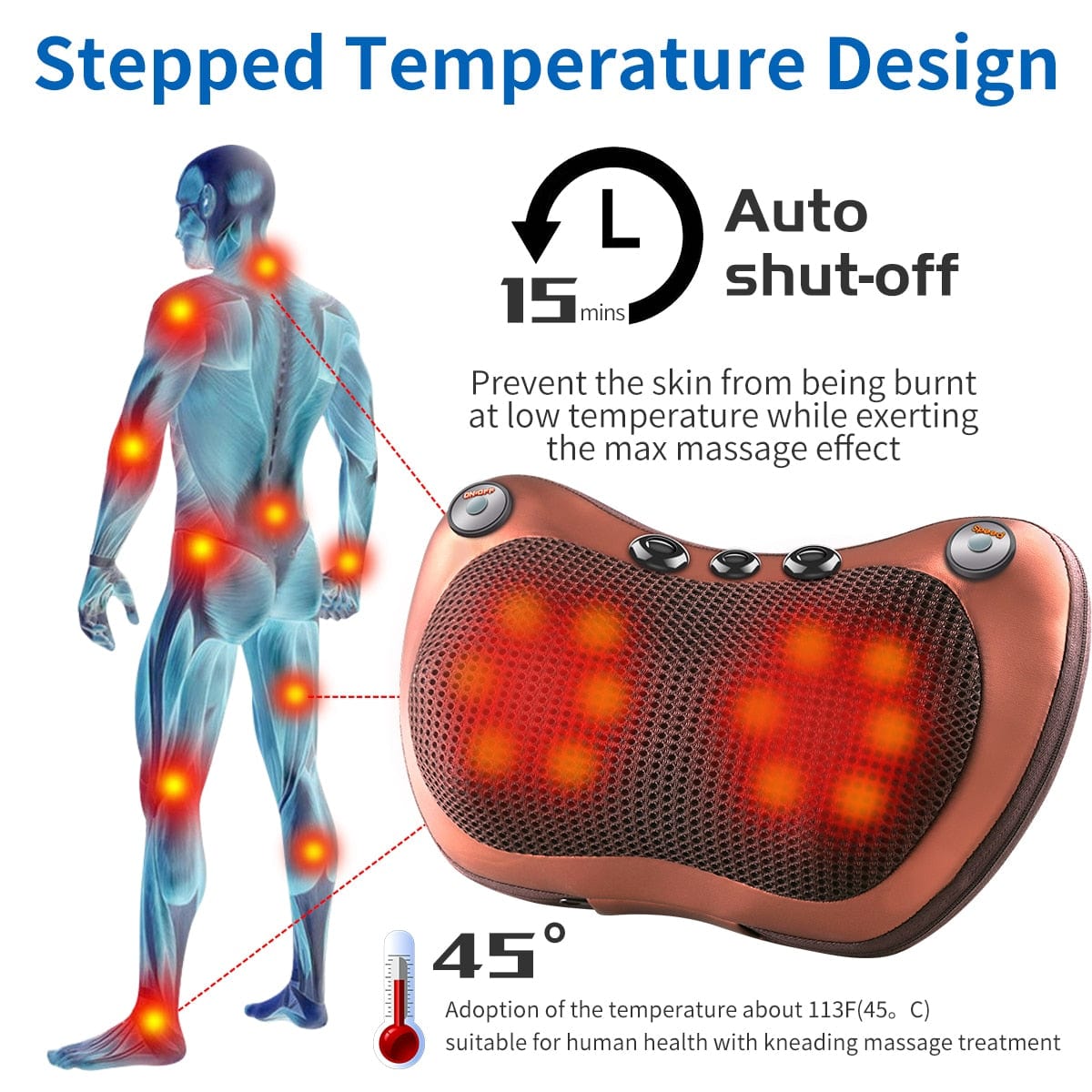 "Multifunctional Electric Massage Pillow Cushion for Head, Neck, Back, Waist, and Body - Ideal for Car and Home Use" - Comfortable Neck and Body Massager online | Shop Now!