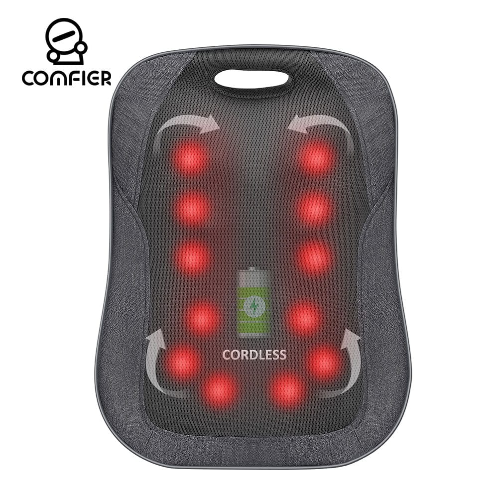 "Improved Wireless Back Massager with Heat - Rechargeable Shiatsu Chair Pad, Adjustable Massage Intensity" - Comfortable Neck and Body Massager online | Shop Now!