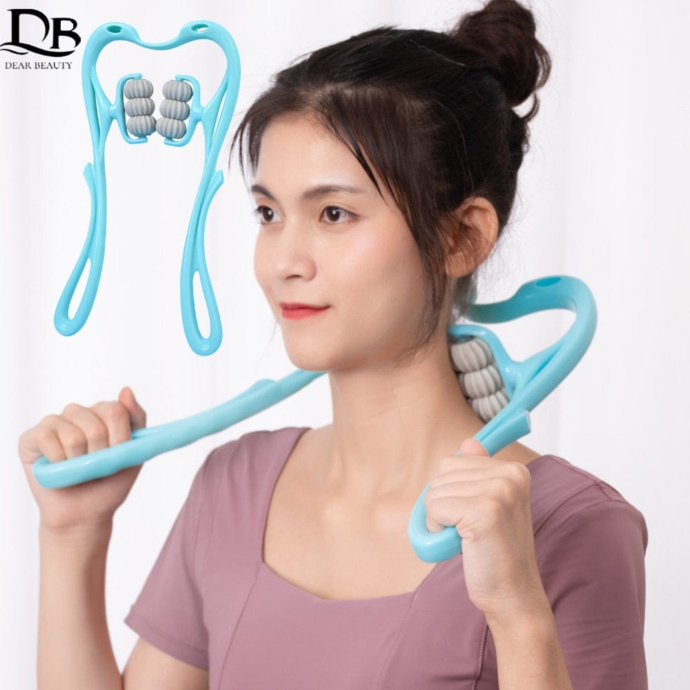 Image of a handheld roller massager for the neck