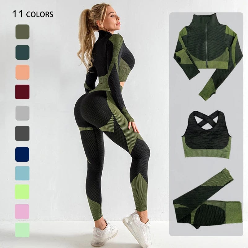 Seamless  Women Yoga Sets Female Sport Gym Suits Wear Running Clothes Women Fitness Sport Yoga Suit Long Sleeve Yoga Clothing - 20% OFF