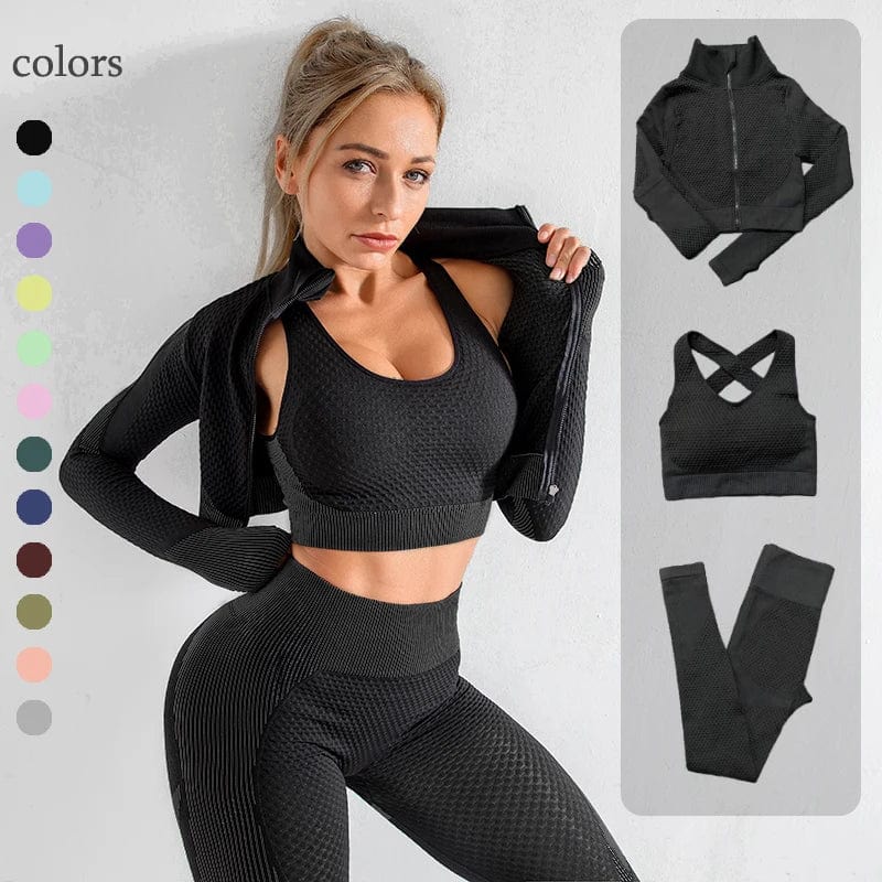 Seamless  Women Yoga Sets Female Sport Gym Suits Wear Running Clothes Women Fitness Sport Yoga Suit Long Sleeve Yoga Clothing - 20% OFF