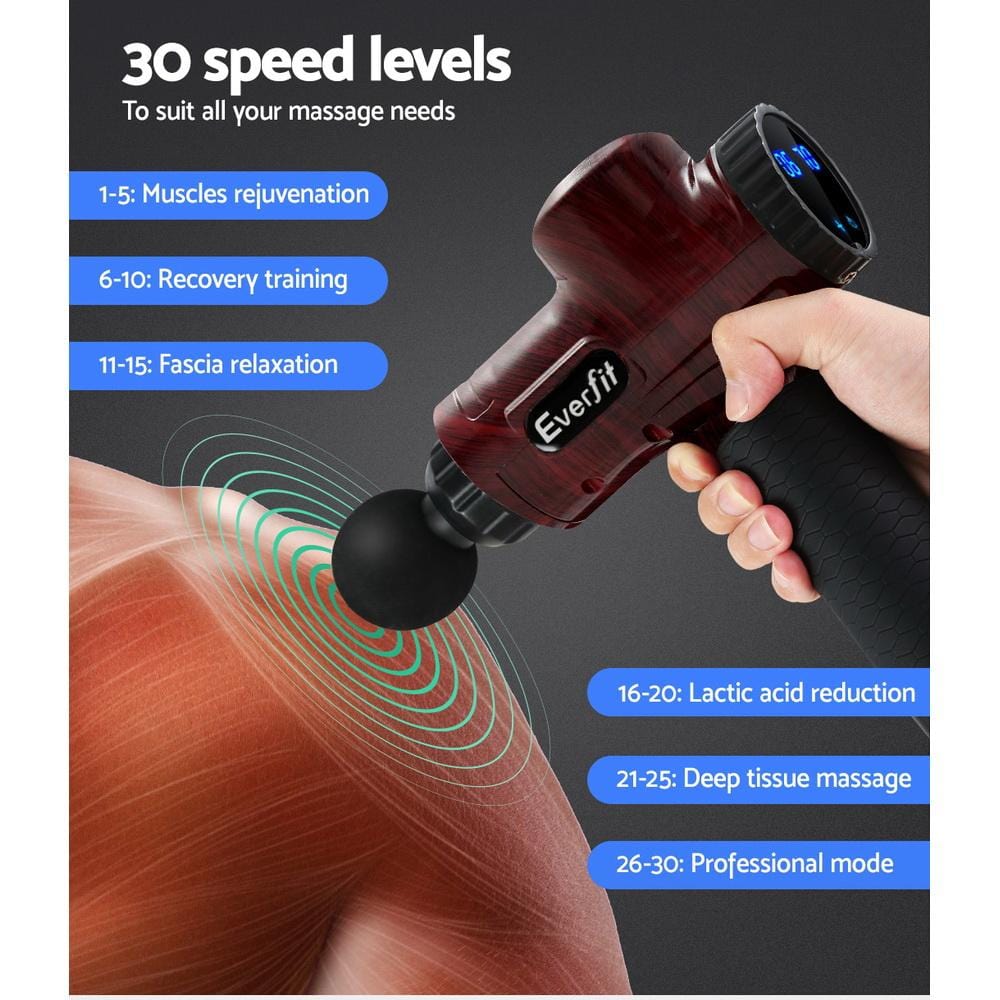 Everfit Massage Gun 6 Heads Electric Massager LCD Vibration Percussion