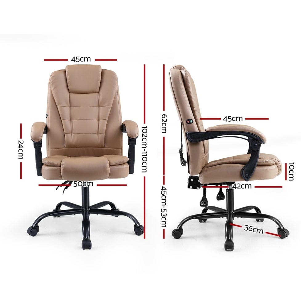 Artiss Massage Office Chair PU Leather Recliner Computer Gaming Chairs