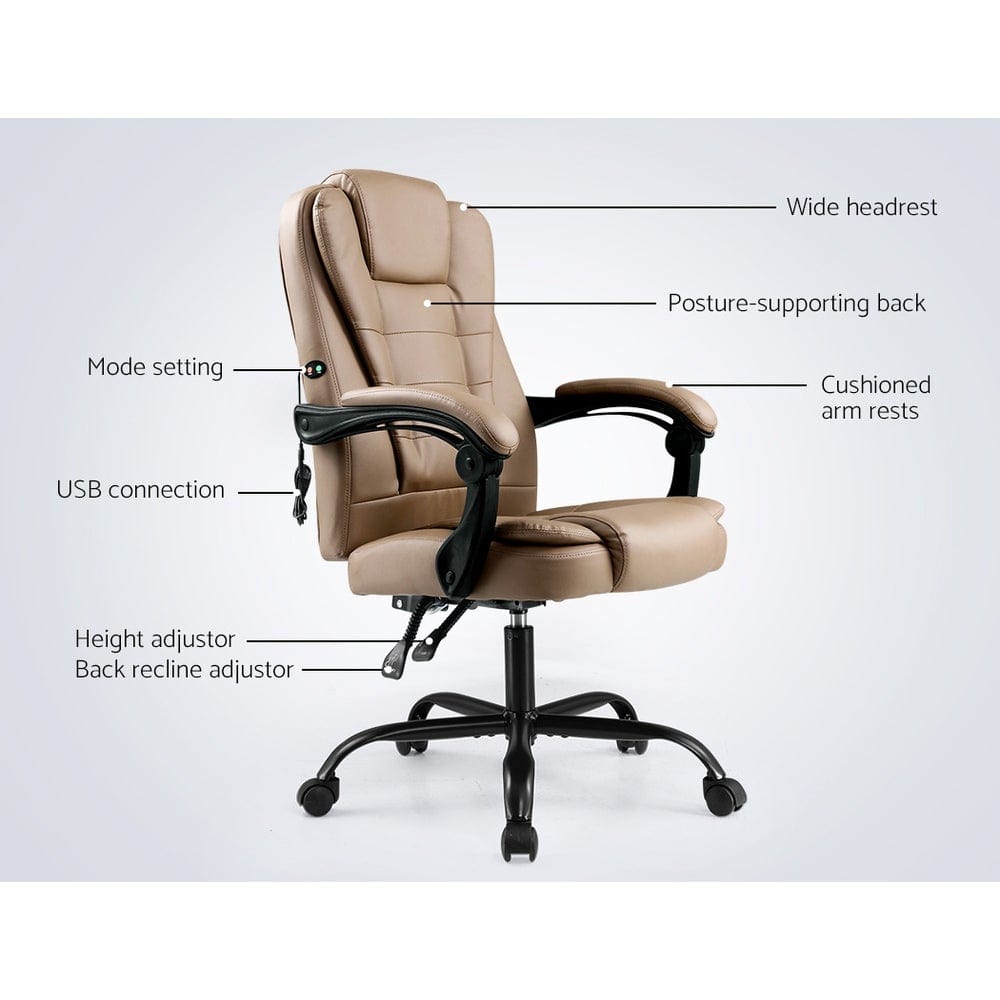 Artiss Massage Office Chair PU Leather Recliner Computer Gaming Chairs