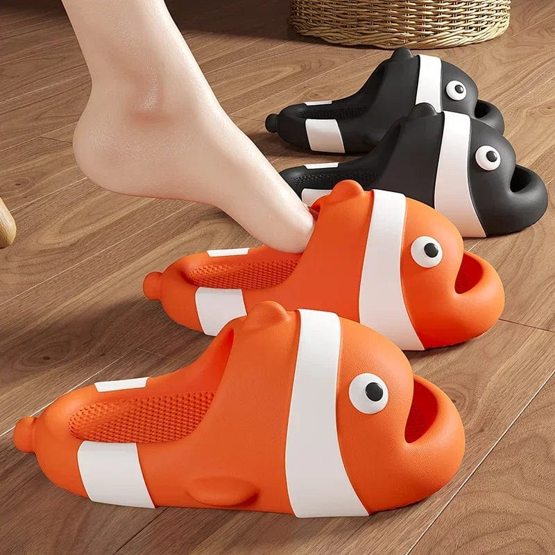 Funny Shoes Women Summer Home Bathroom Anti-Skid Couple Thick Soled Cute Little Fish Sandal Outdoor Man Beach Cartoon Slippers