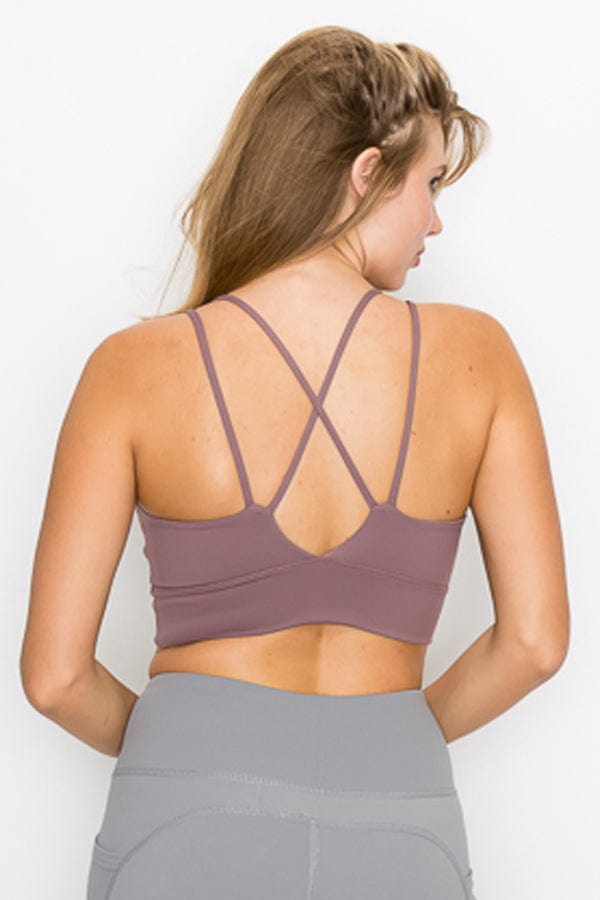 Cross Back Front Slit Sports Bra