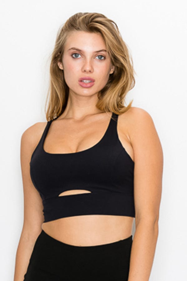 Cross Back Front Slit Sports Bra