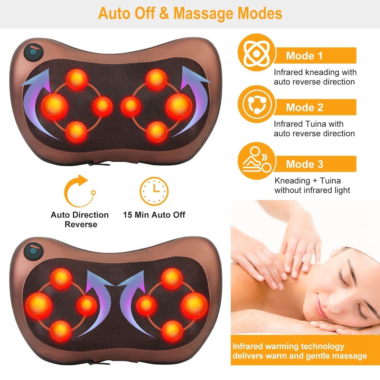 Back Neck Massage Pillow Thermotherapy Kneading Manipulation Massager