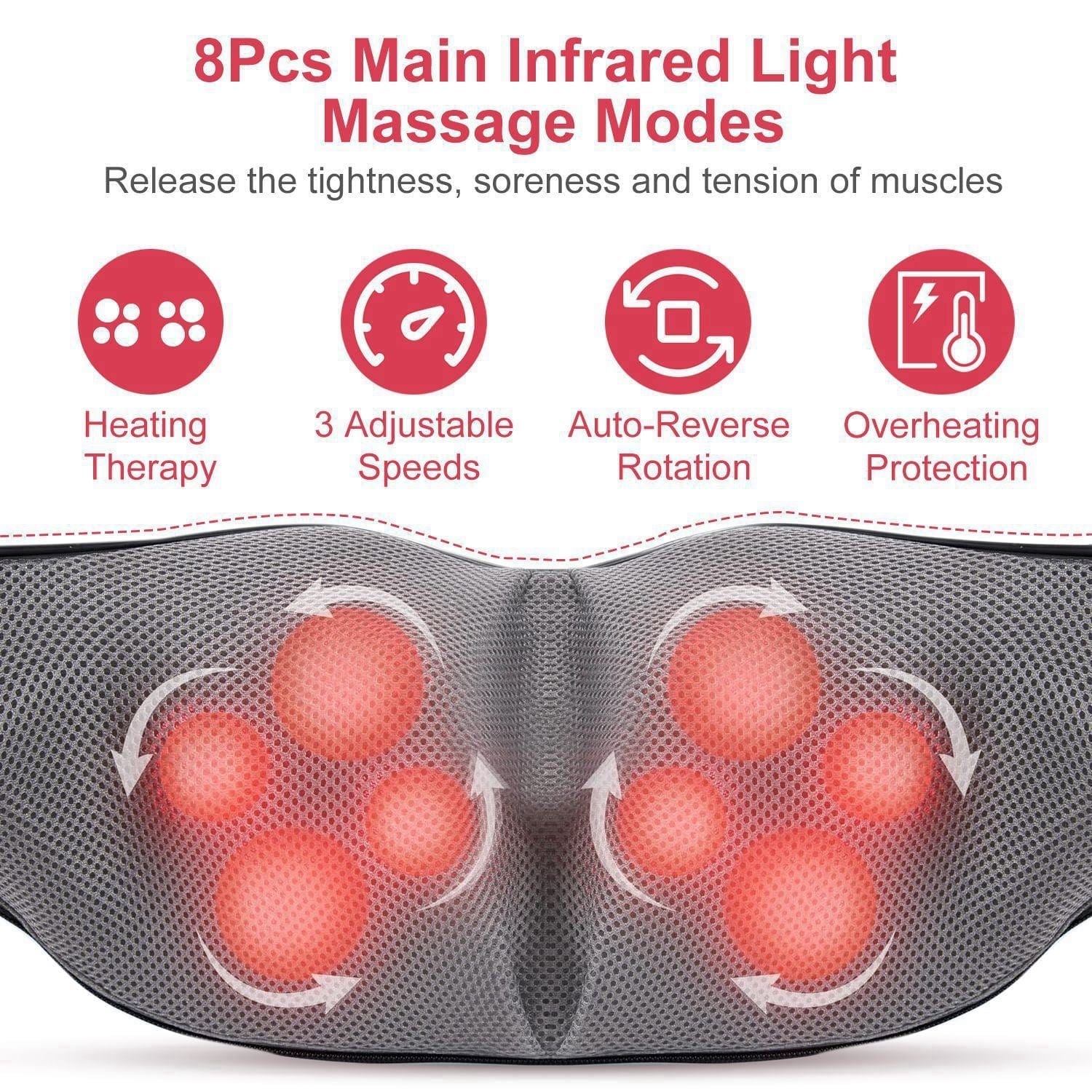 Electric Neck And Back Massager with Infrared Light Heating 3