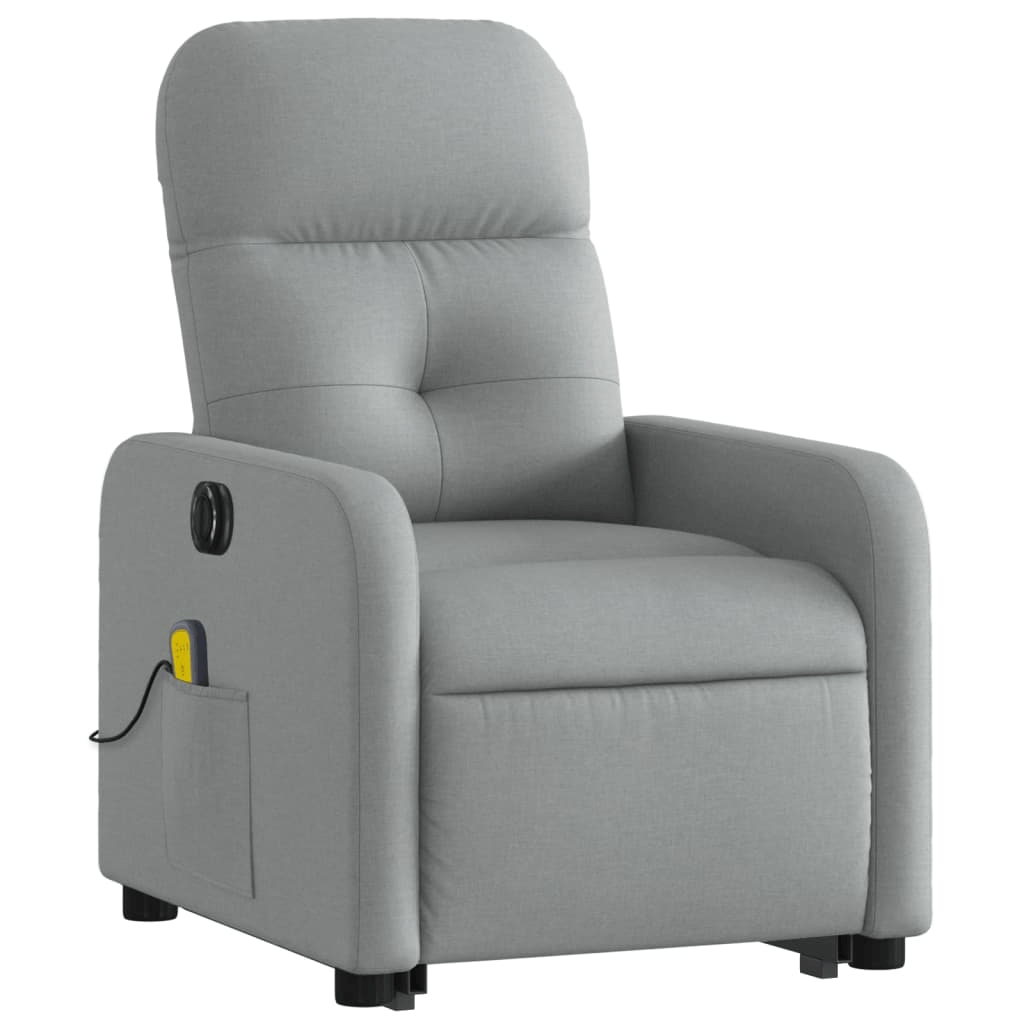 vidaXL Electric Stand up Massage Recliner Chair Light Gray Fabric